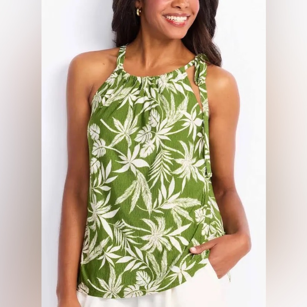 Gilli Olive Leaf Print Tank Top